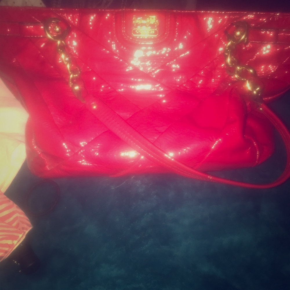 🔥 red Coach tote purse 🔥